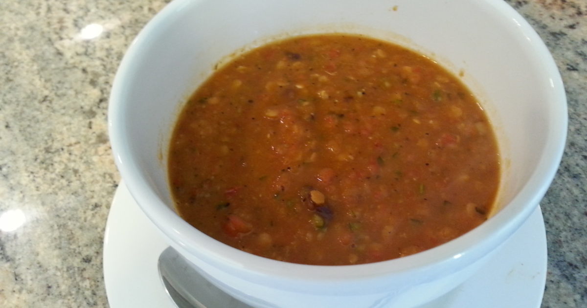 Summer roasted vegetable soup with red lentils Healthy Old Broad