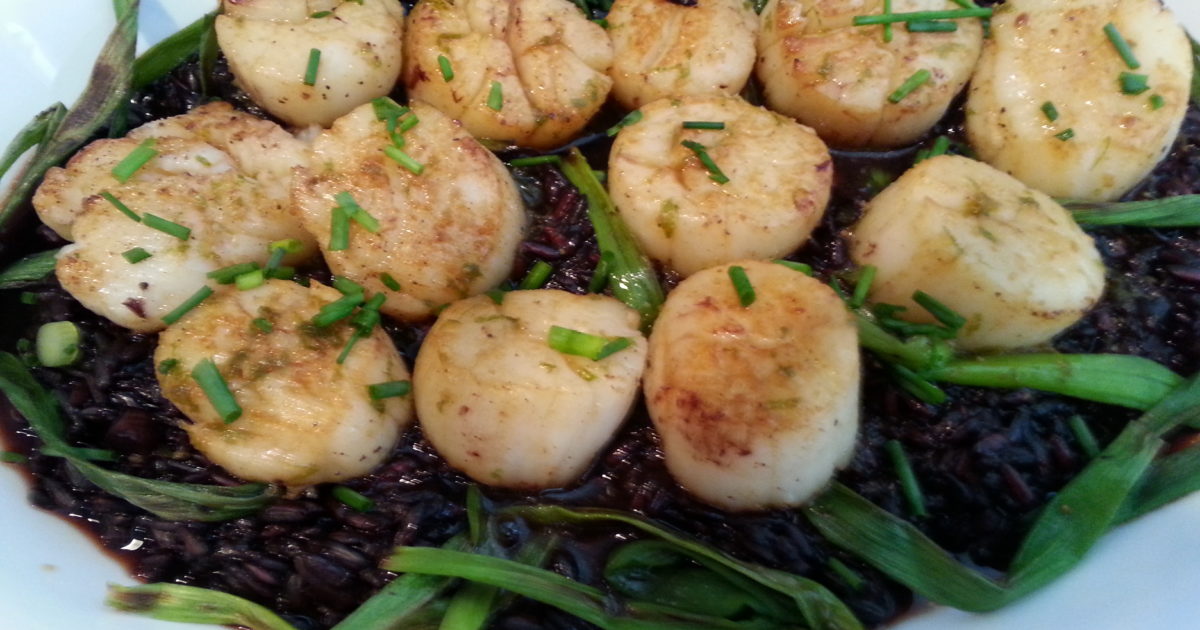 Scallops with Black Rice Healthy Old Broad
