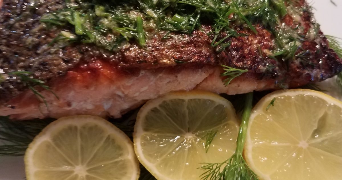 Salmon Steak with Dill Butter Sauce Healthy Old Broad