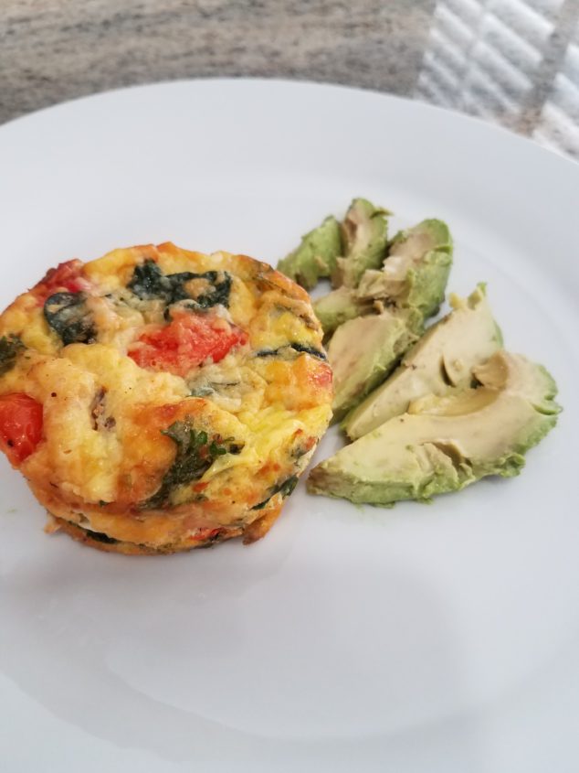 Egg muffin with side of avocado